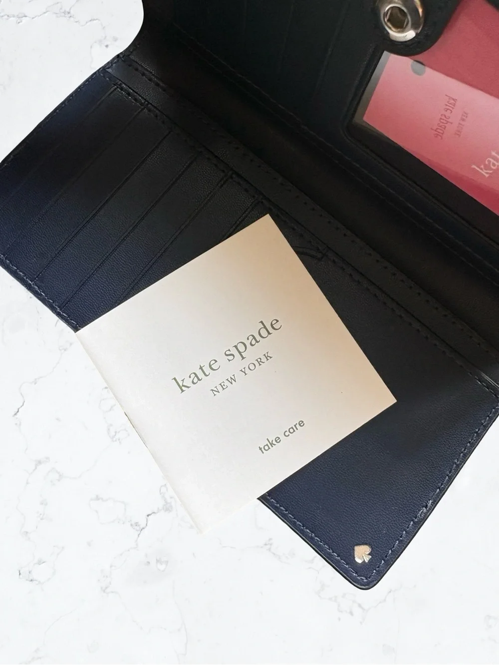 Kate Spade Cameron Two-Tone White & Navy Saffiano Wallet Bifold